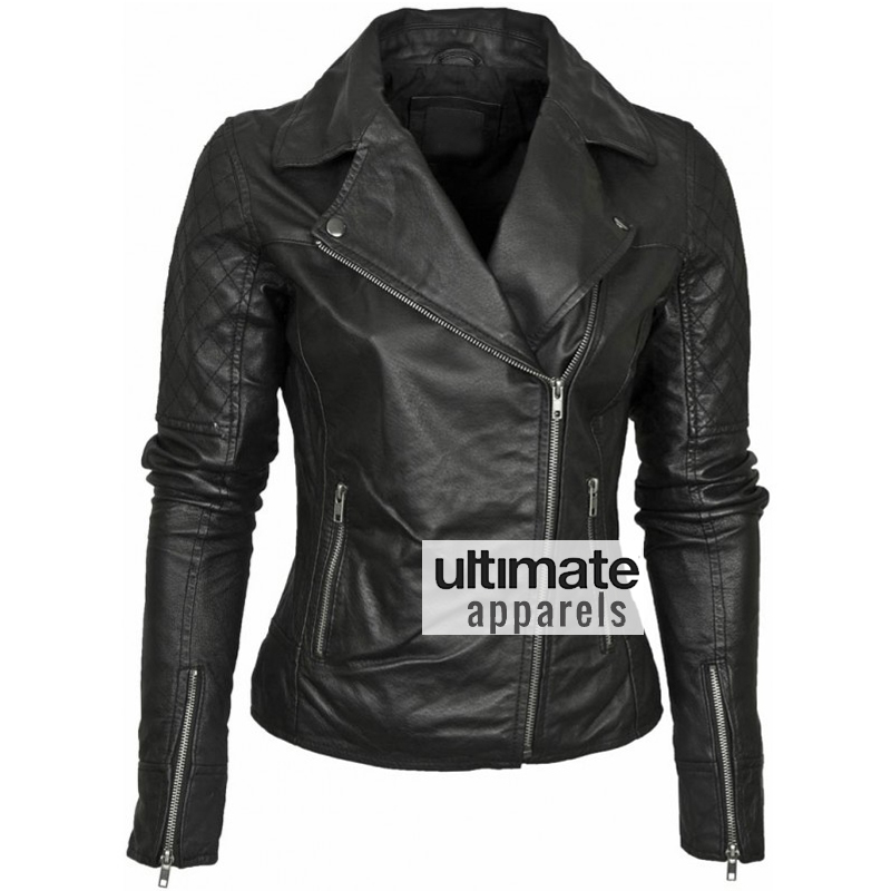 Barney Designer Women's Leather Asymmetric Biker Jacket