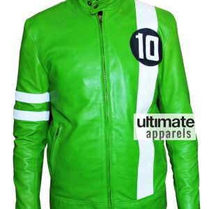 Ben 10 Cartoon Green Leather Jacket Sale