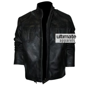 Cafe Racer Men's Black Distressed Motorcycle Jacket