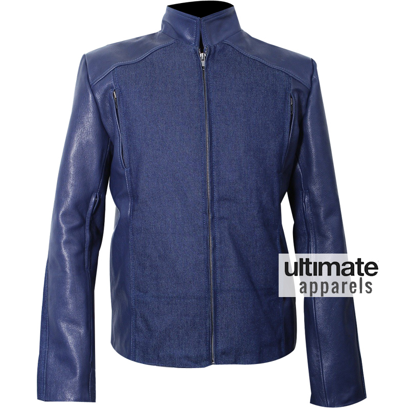 Winter Soldier 2014 Chris Evans Blue Leather Jacket