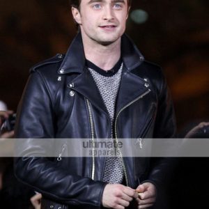 Daniel Radcliffe Black Biker Style Leather Jacket