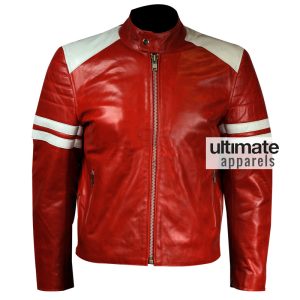 Fight Club Brad Pitt Red Jacket With White Stripes