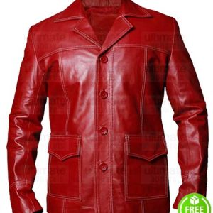 Fight Club Brad Pitt Tyler Durden Red Leather Jacket