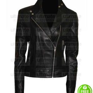 FRINGE ANNA TORV (OLIVIA DUNHAM) BLACK BIKER JACKET