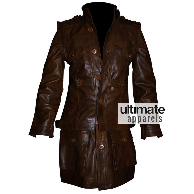 Defiance Grant Bowler Nolan Long Distressed Leather Jacket