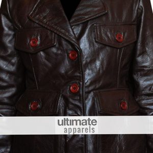 Ladies Dark Brown Motorcycle Leather Blazer Jacket