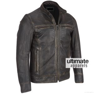 Arrow Black Rivet Faded Leather Moto Jacket