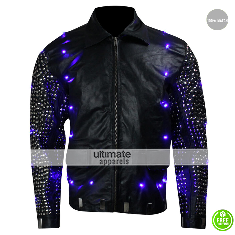 WWE Y2J Chris Jericho Light Up Black Leather Jacket