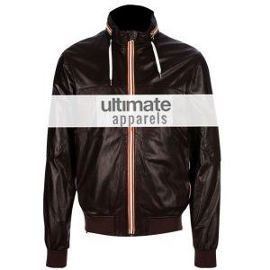 David Backham Brown Bomber Style Leather Jacket