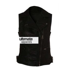Demi Lovato Black Leather Vest at X-Factor