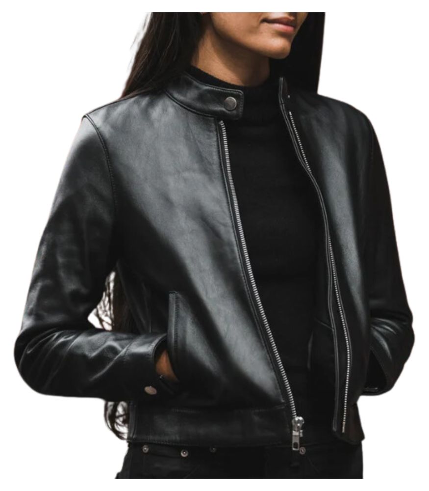 Jessica Alba Women Black Leather Jacket