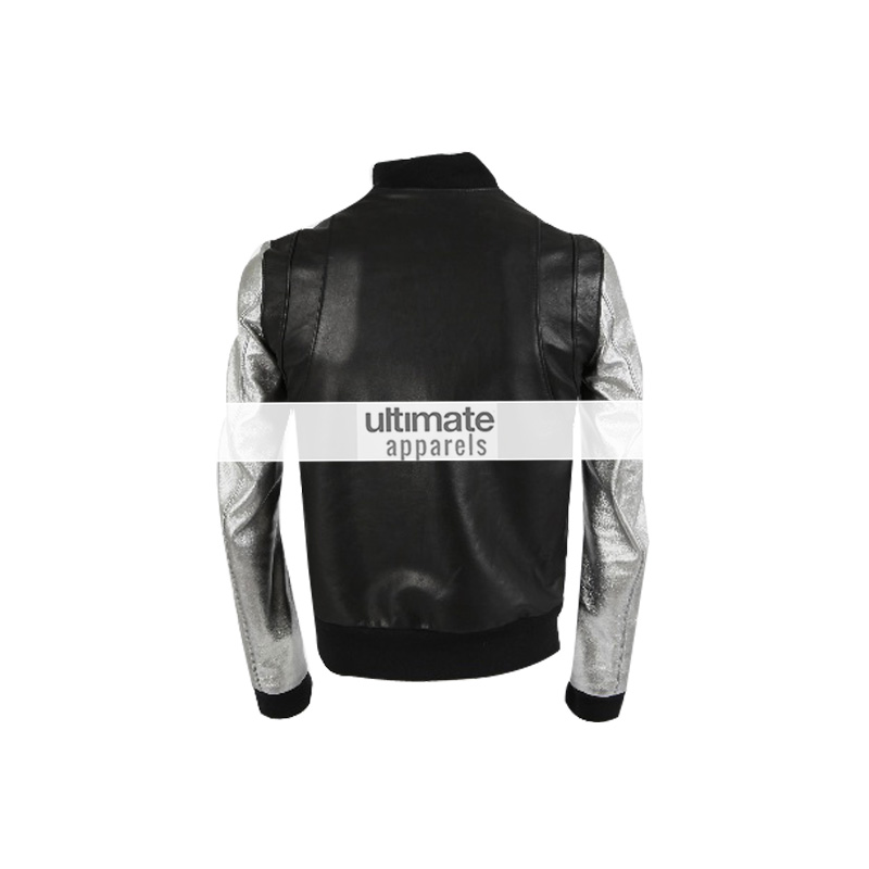 Kanye-west-balmain-teddy-silver-sleeve-black-jacket