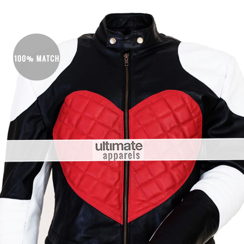 Kylie Minogue Red Heart Timebomb Black & White Motorcycle Jacket