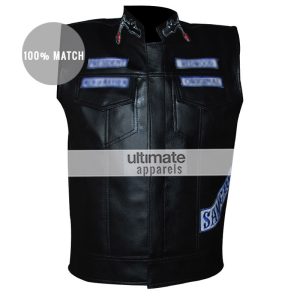 Sons Men's Black Anarchy Biker Vest With Patches