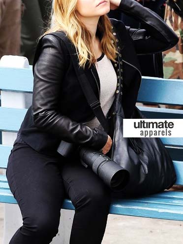 Veronica-mars-kristen-bell-black-jacket-with-leather-sleeves-Sale