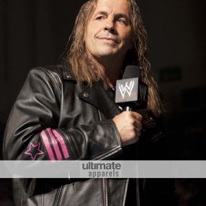 WWE Bret Hart Replica Hitman Black Jacket Pink Stripes