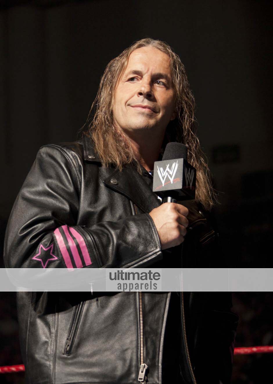 WWE Bret Hart Replica Hitman Black Jacket Pink Stripes