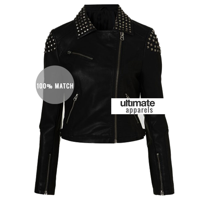 WWE Paige NXT Black Studded Black Biker Ladies Jacket