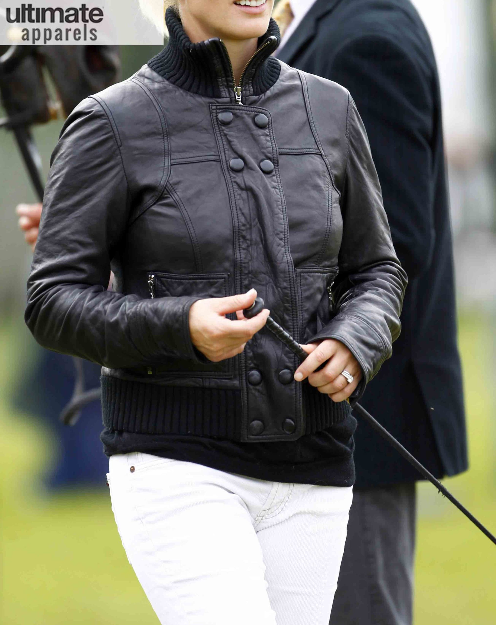 Zara Phillips Black Leather Jacket