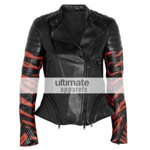3.1 Phillip Lim Tiger Print Black Leather Biker Jacket