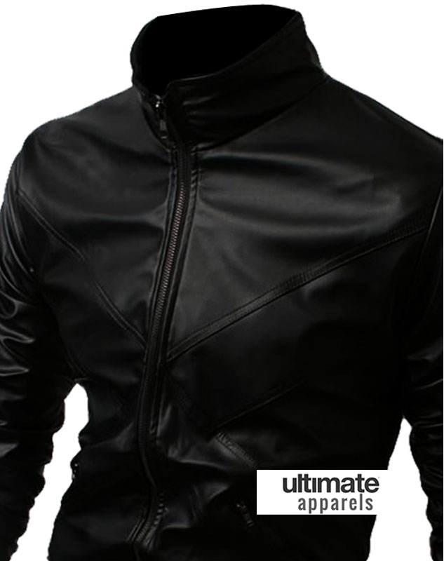 Black Biker Men Bomber Body Fitted Jacket