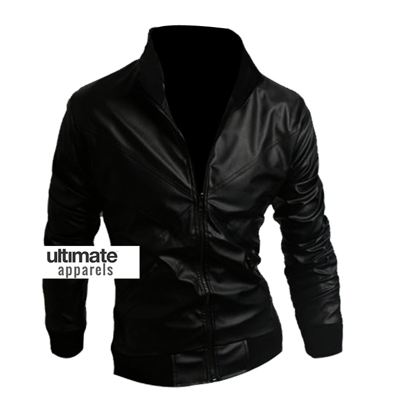Black-biker-men-bomber-body-fitted-jackets