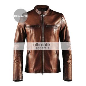 Cafe Racer Vintage Men's Brown Motorcycle Leather Jacket