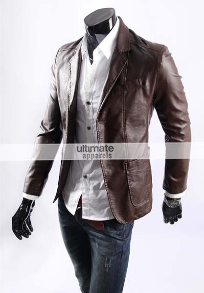 Men-casual-smart-brown-leather-jacket-blazer