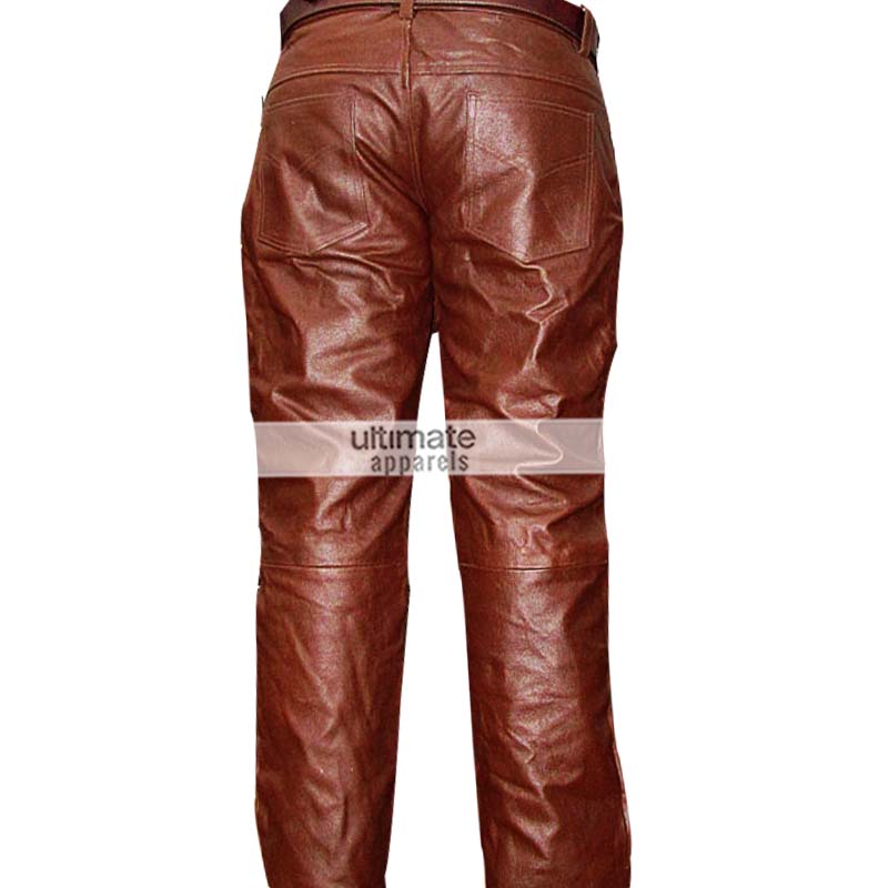 Mens-brown-real-leather-pant