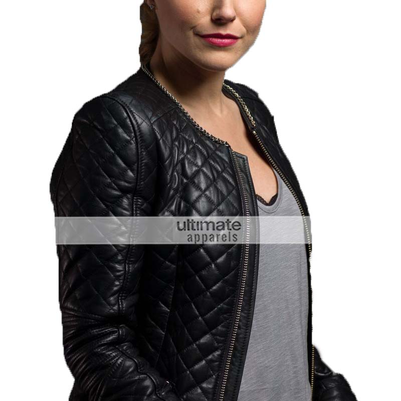 Sophia-bush-stylish-quilted-black-leather-jackets