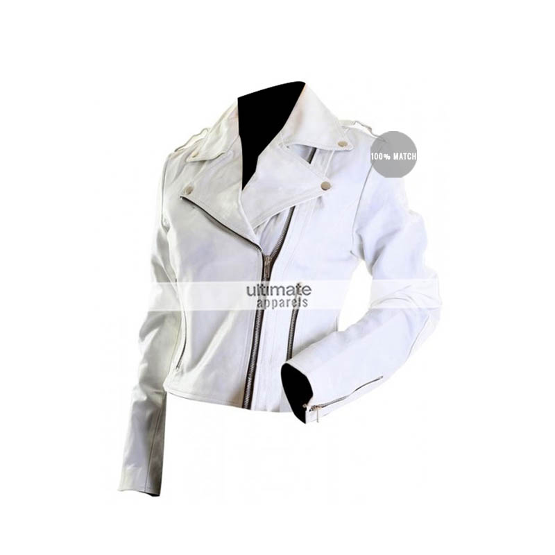 Women's White Motorcycle Leather Jacket