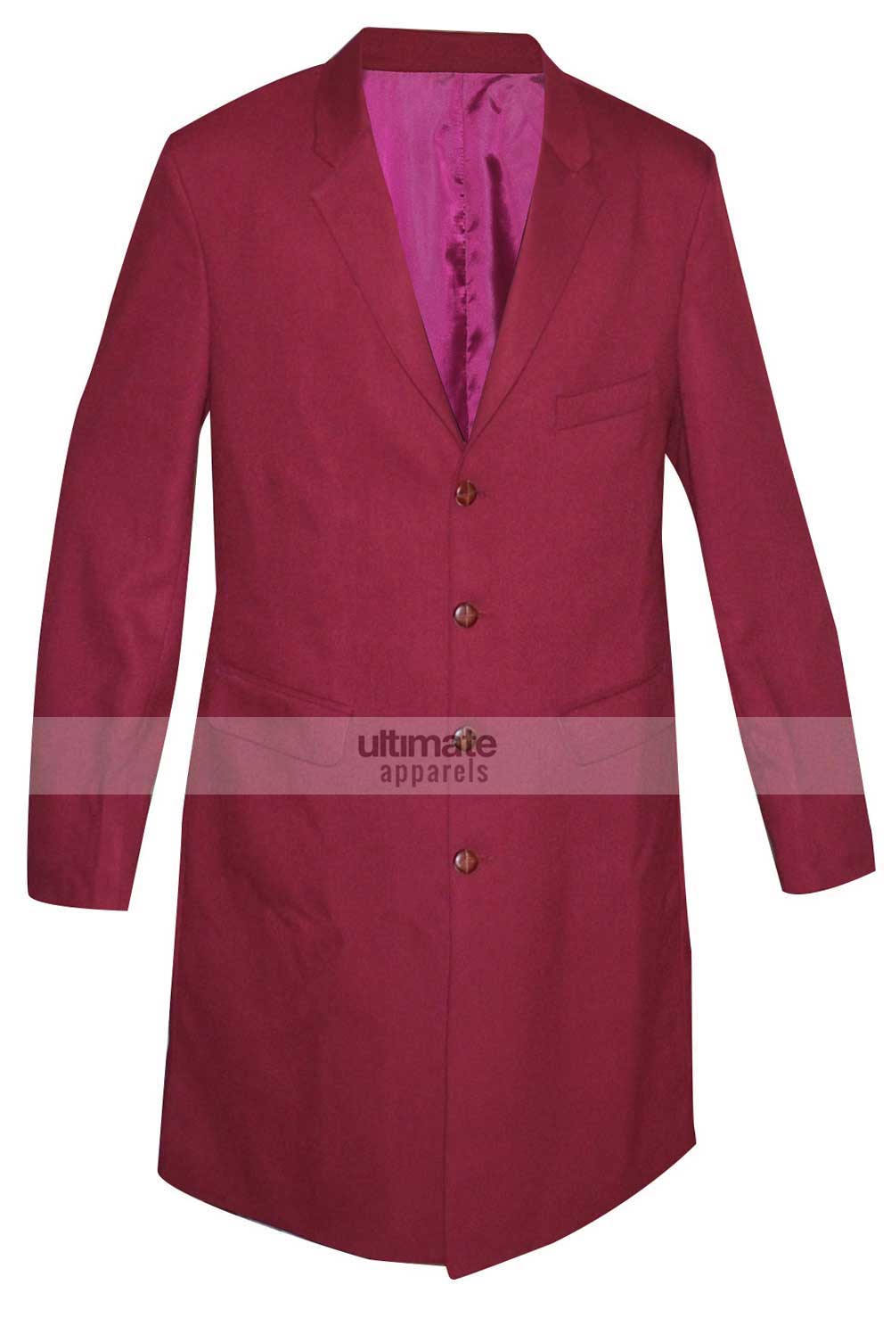 Men's Red Cotton Trench Coat