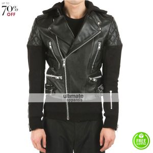 Brando Black Hooded Justin Bieber Leather Jacket