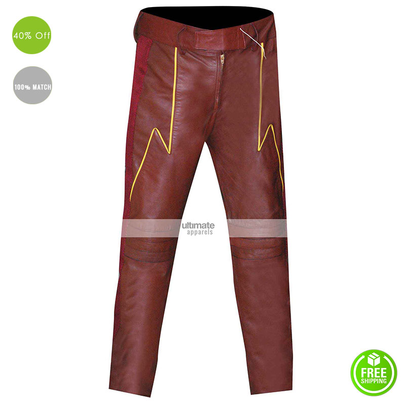 Flash-Cosplay-Men-Slim-Leather-Costume-Pants