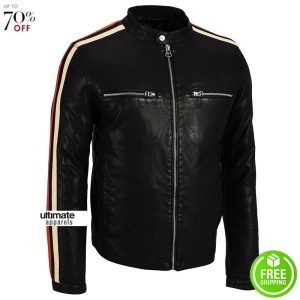 Wilsons Leather Mens Stripe Sleeve Faux Jacket