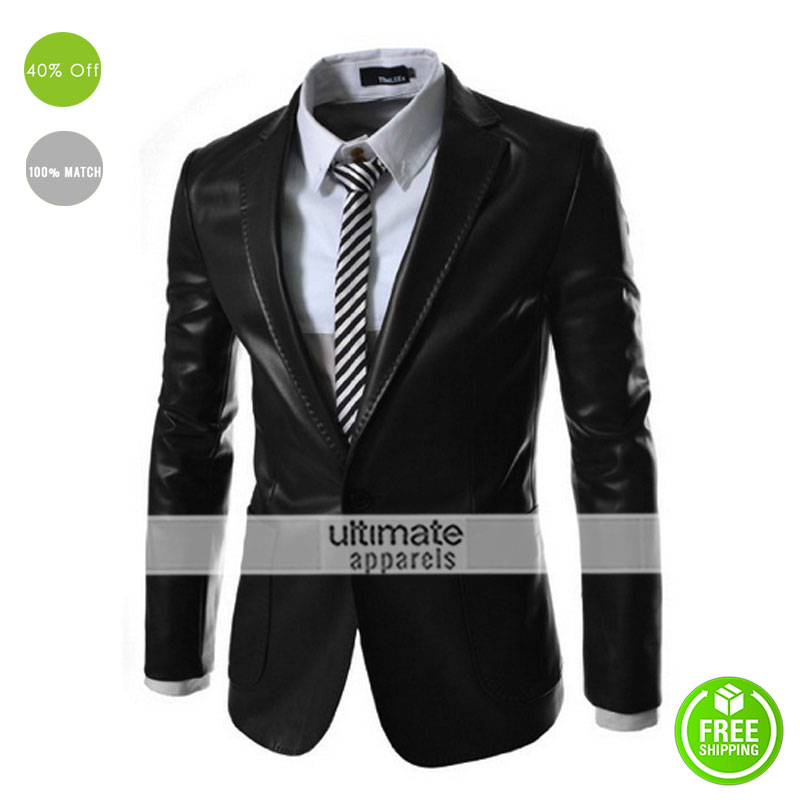 Autum Winter Formal Jacqueta De Couro Masculina Blazer