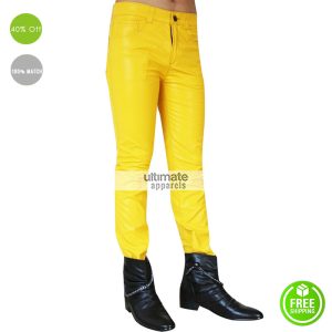 Freddie Mercury Stylish Yellow Leather Pant