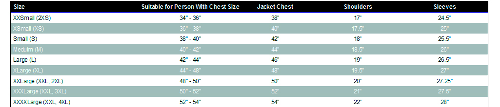 sizing for men