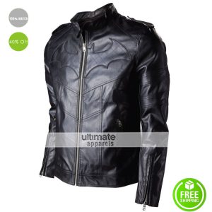 DC Comics Batman Logo Arkham Knight Black Leather Jacket