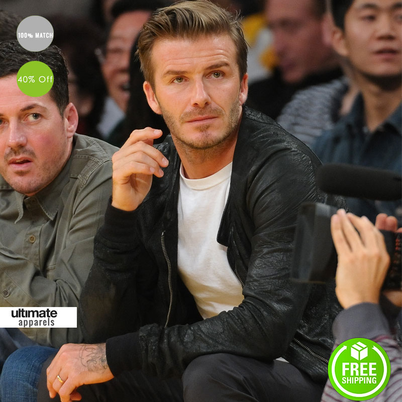David Beckham Lakers Game Black Bomber Jacket