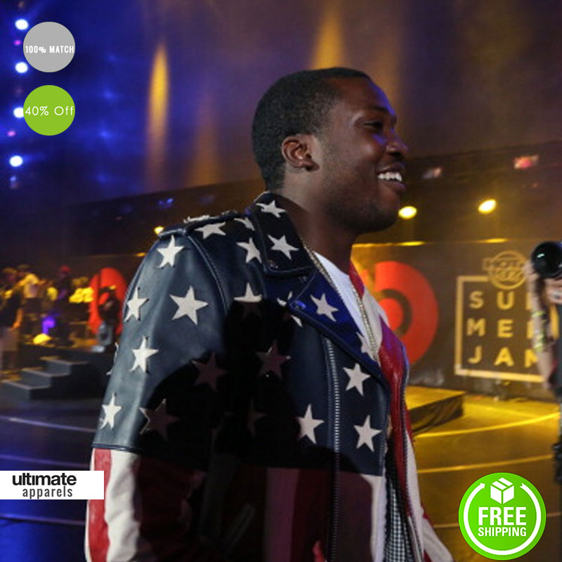 Meek-Mill-Schott-American-Flag-Jacket