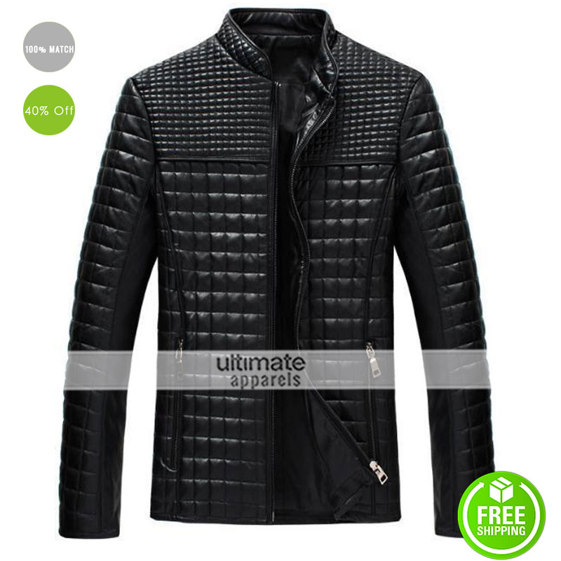 New Men's Fashion Slim Collar Grid Black/Brown Jacket Coat