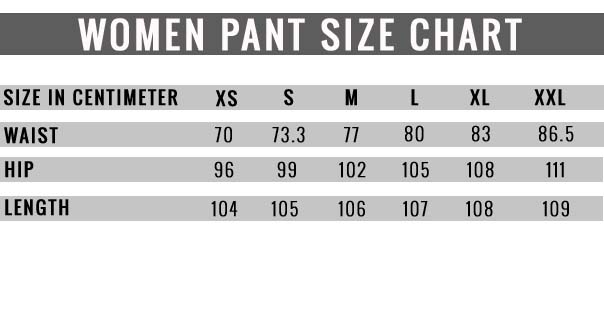 WOMEN LEATHER PANT SIZE CHART