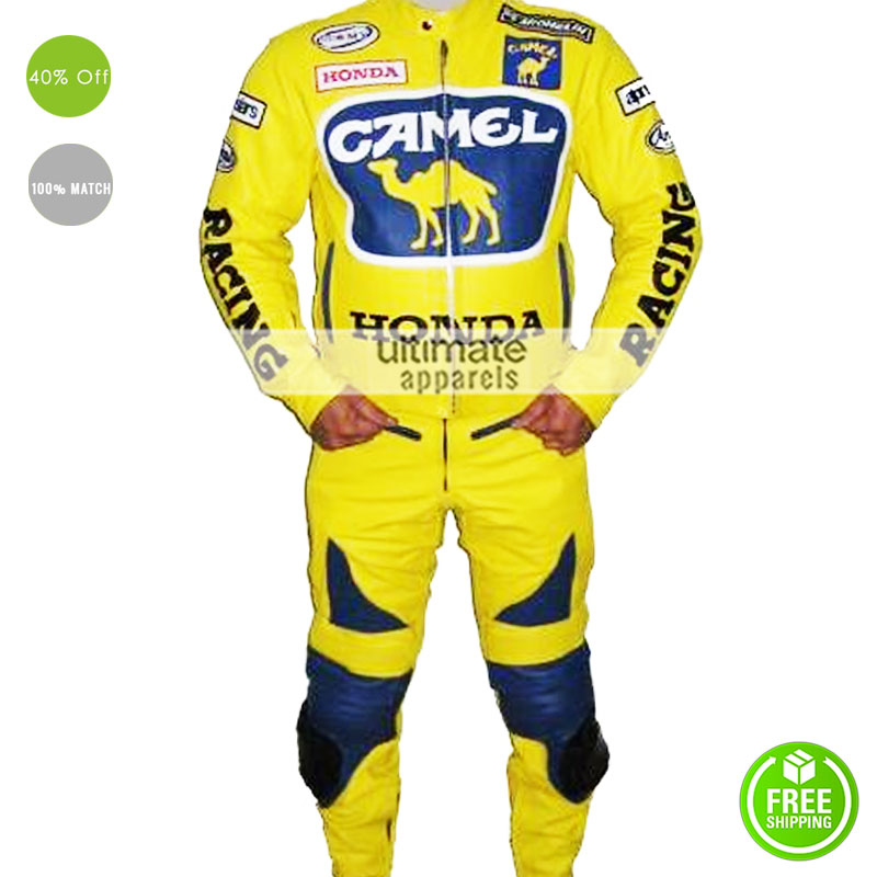 Honda Camel Yellow Motorcycle Racing Suit Jacket
