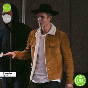 Justin Bieber Saint Laurent Shearling Suede Leather Jacket