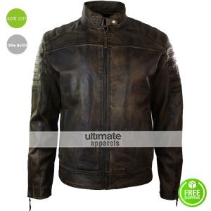 Men Retro Vintage Distressed Leather Jacket