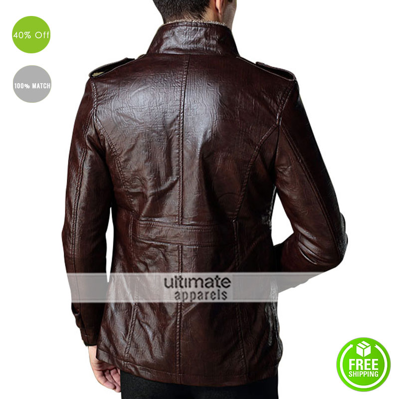 Strap-Pocket-Dark-Brown-Shearling-Leather-Men-Wear-Jacket