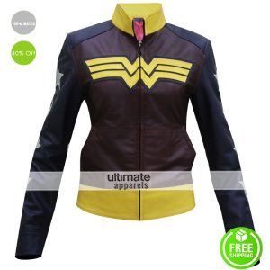 Wonder Woman Logo Cosplay Costume Leather Jacket