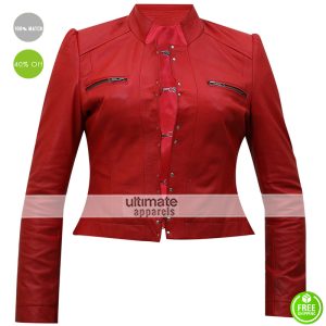 WWE Diva Aksana Red Dress Leather Jacket
