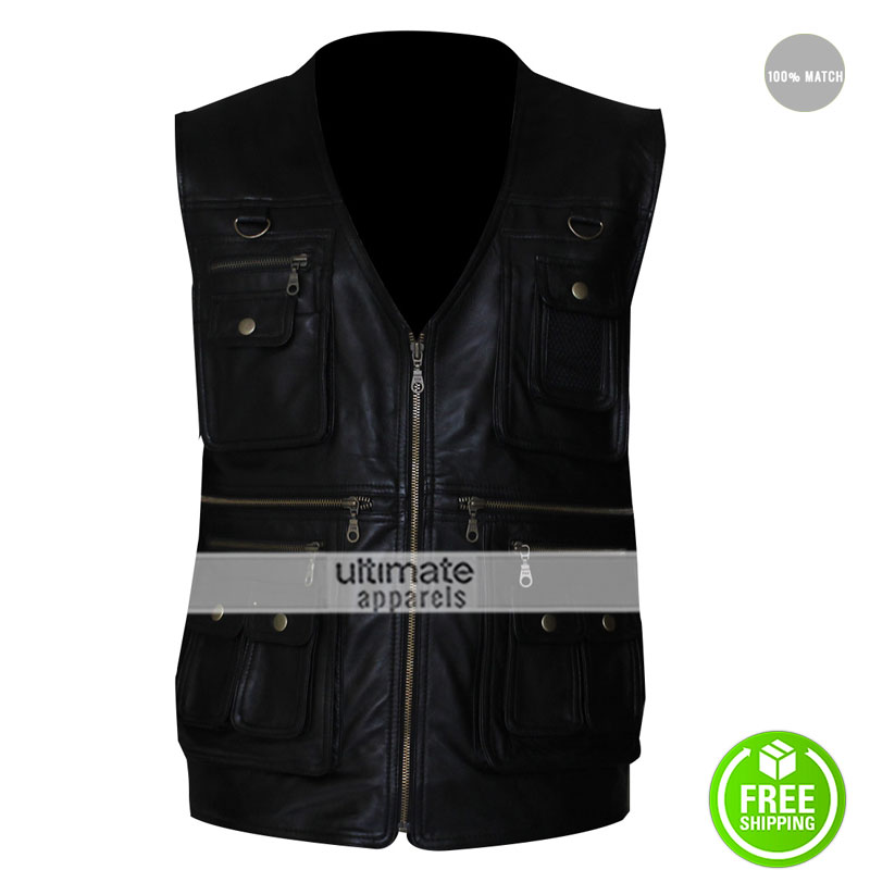 Men's 4 Pocket Zipper Leather Vest